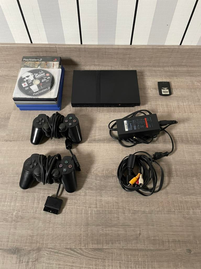 PlayStation 2 met spellen, Games en Spelcomputers, Spelcomputers | Sony PlayStation 2, Gebruikt, Zwart, Met games, Ophalen of Verzenden