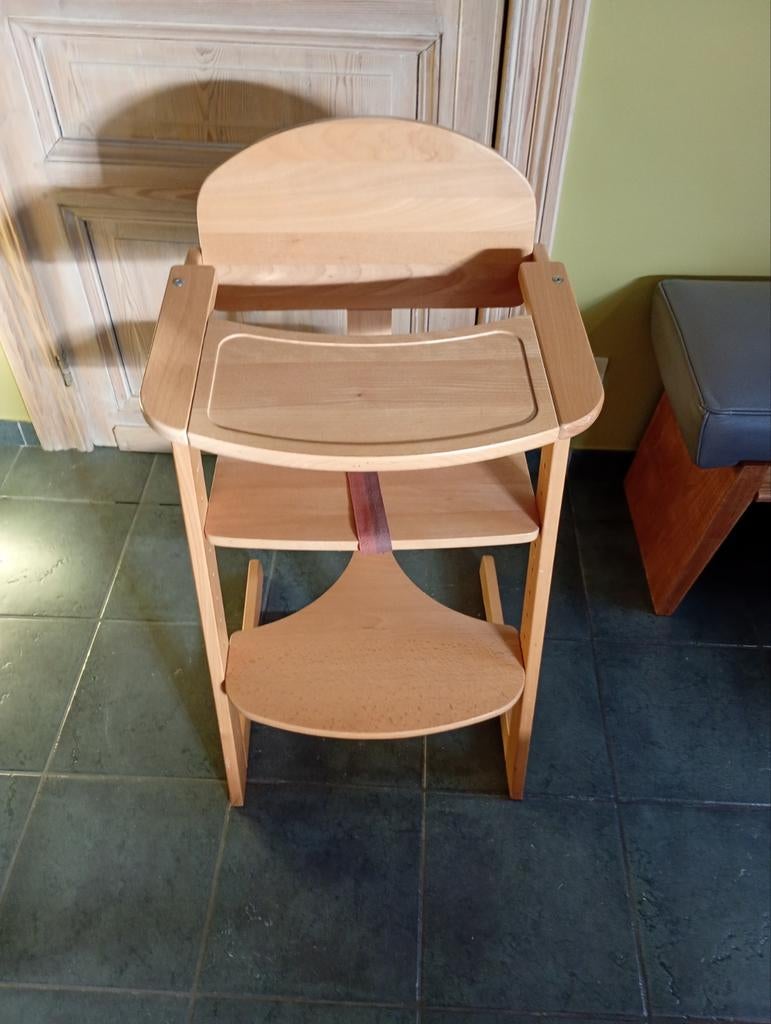 Chaise bébé réglable en bois, Enlèvement, Utilisé, Chaise évolutive, Ceinture(s)