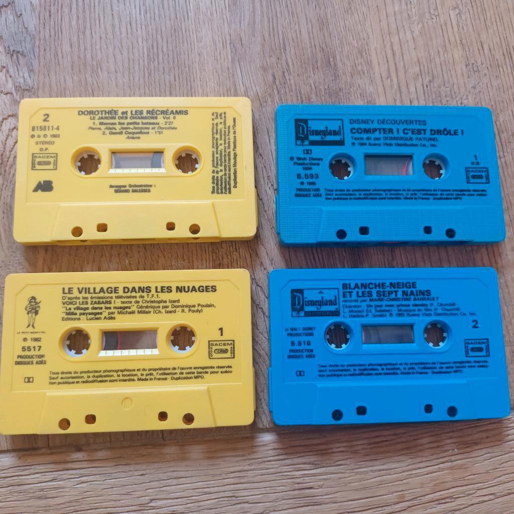 4 k7 audio dorothée disneyland blanche-neige vintage, Enlèvement ou Envoi, Utilisé