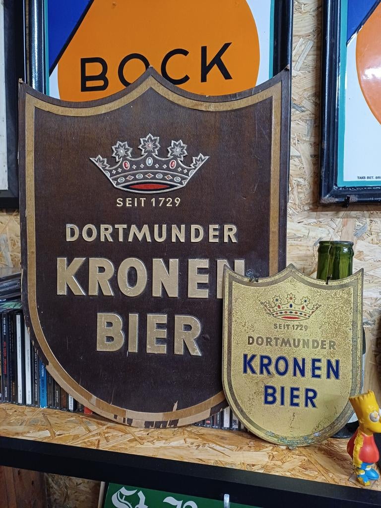 Reklame Dortmunder Kronen Bier, Collections, Enlèvement ou Envoi, Utilisé, Panneau, Plaque ou Plaquette publicitaire, Autres marques