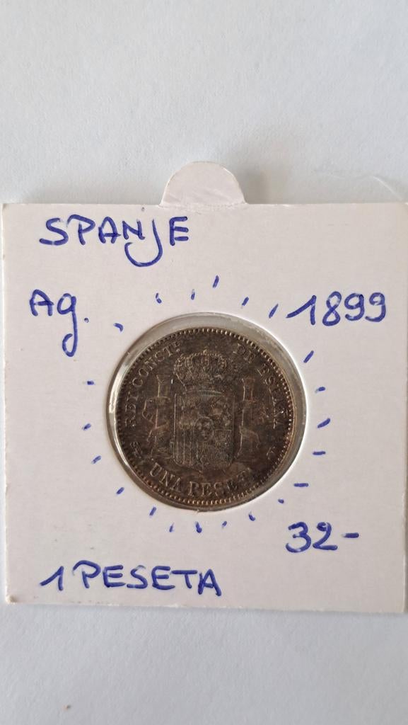 Espagne 1 peseta 1899 AG NON POLIE ! !, Enlèvement ou Envoi