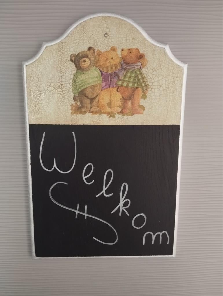 Houten beren paneel krijtbord 48/30cm, Verzamelen, Beren en Cherished Teddies, Ophalen of Verzenden, Zo goed als nieuw