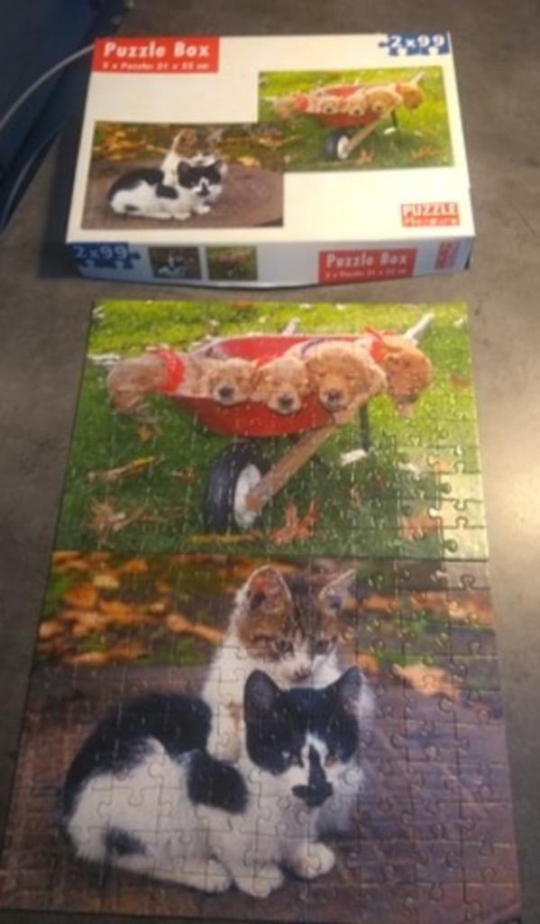 puzzel katjes en hondjes 2 x 99 st, Ophalen of Verzenden