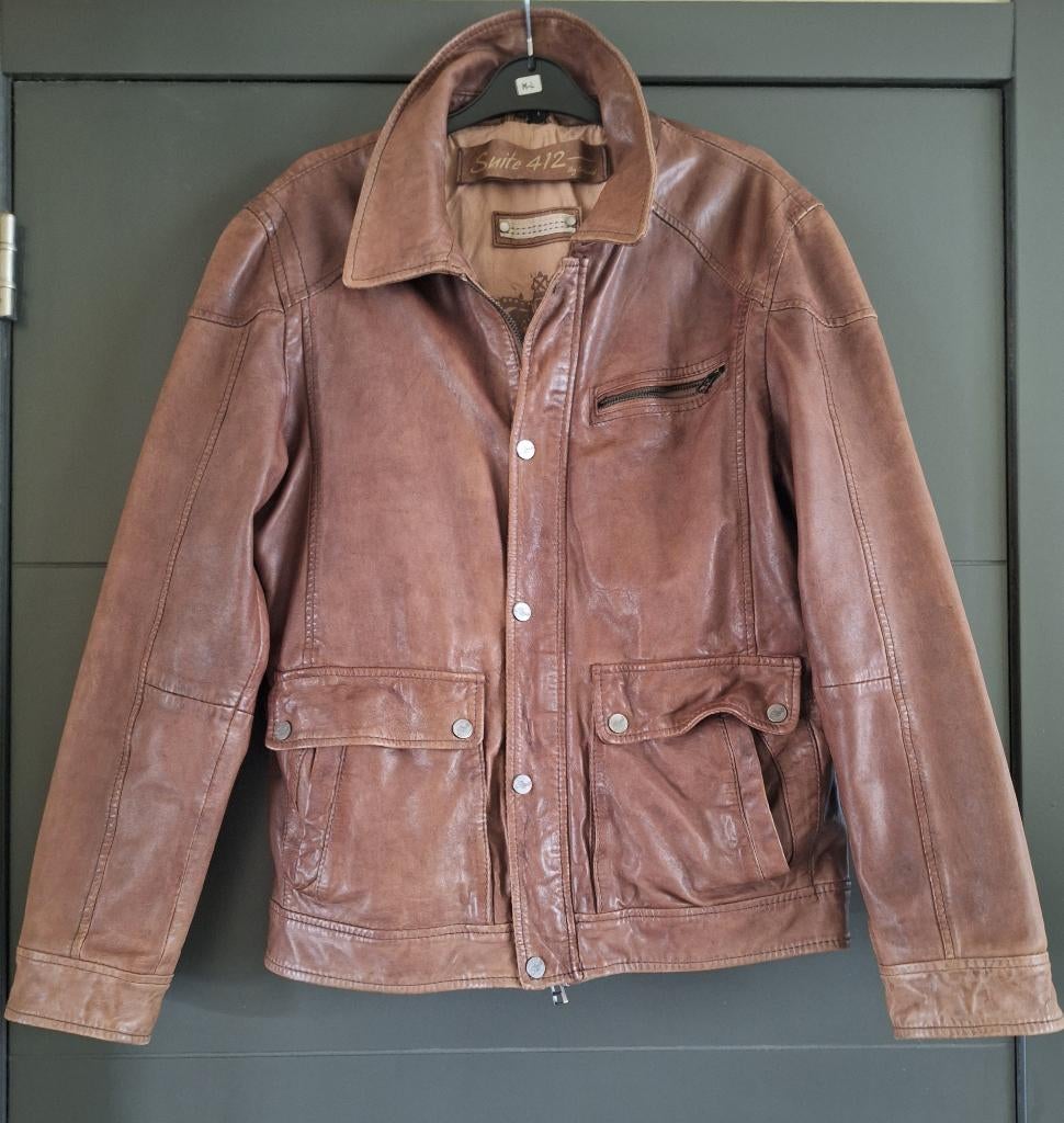 lederen herenjas, Ophalen of Verzenden, Zo goed als nieuw, Maat 48/50 (M), Bruin