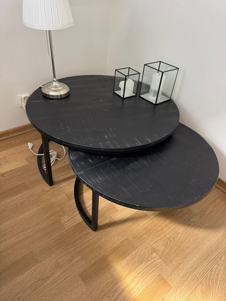 Salontafel of bij zet tafel, Ophalen, Gebruikt, 50 tot 100 cm, Rond