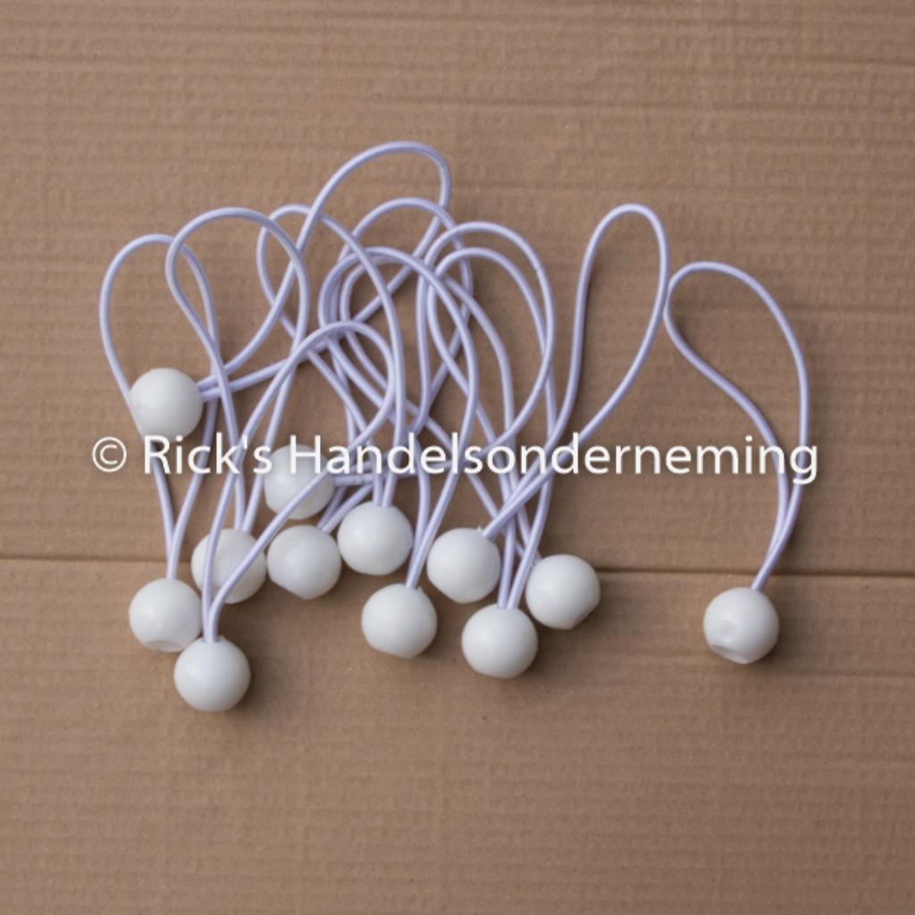 Elastiek met bal / tentspanner wit 12-delig lengte 17 cm, Caravans en Kamperen, Kampeeraccessoires, Nieuw, Ophalen of Verzenden