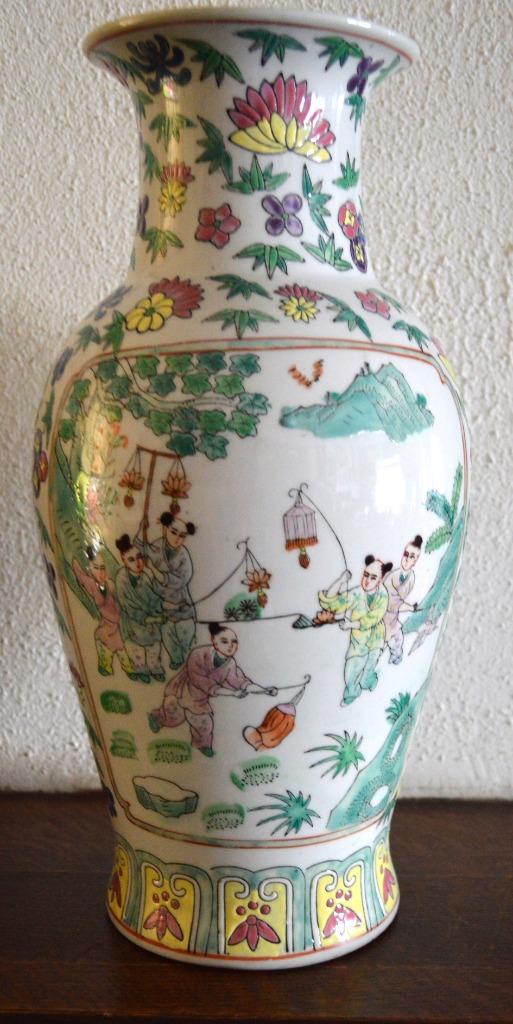 Vase chinois 36 cm, Maison & Meubles, Moins de 50 cm, Enlèvement ou Envoi, Autres couleurs, Poterie ou Porcelaine
