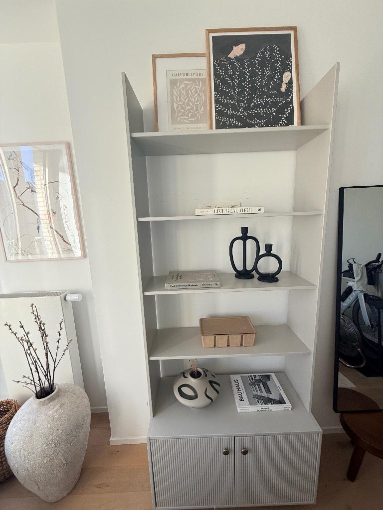 Grijze boekenkast landelijk, Huis en Inrichting, Kasten | Boekenkasten, Zo goed als nieuw, 50 tot 100 cm, 150 tot 200 cm, 25 tot 50 cm