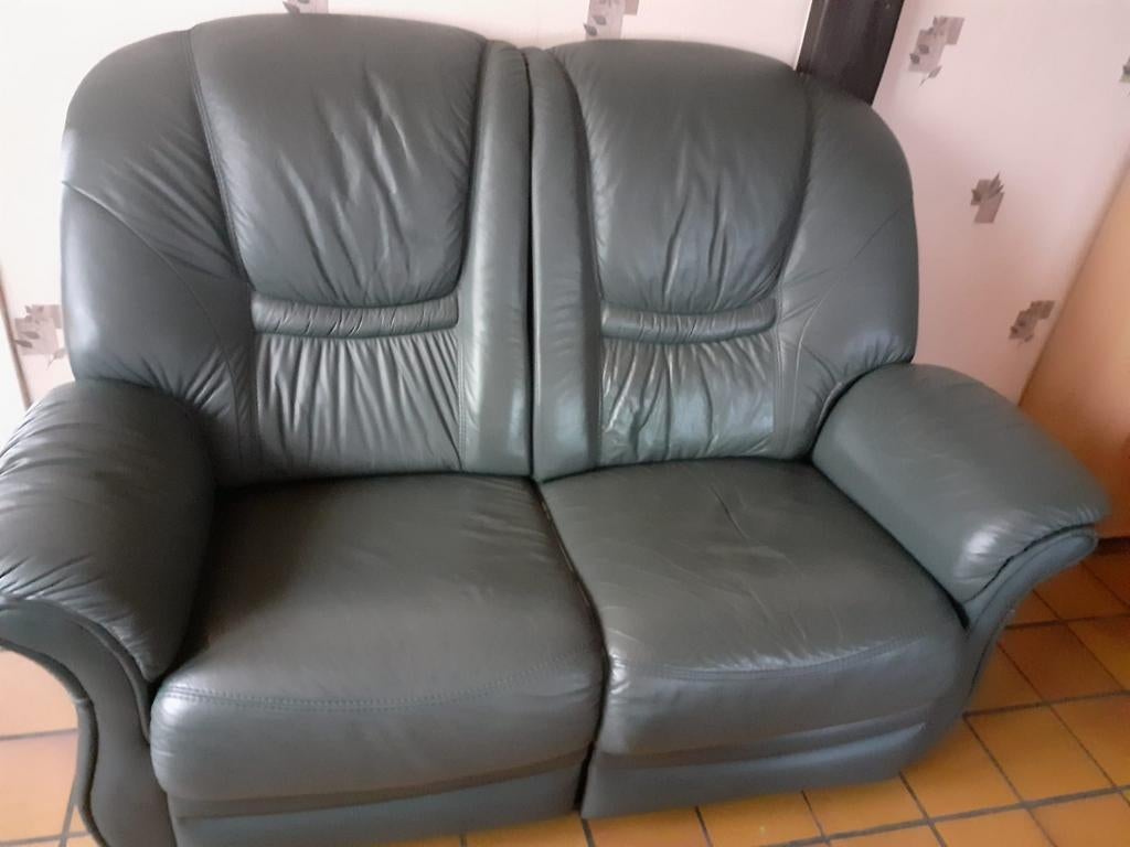 Divan 2 places en cuir avec 1 place relax, Maison & Meubles, Canapés | Salons, Enlèvement, Cuir