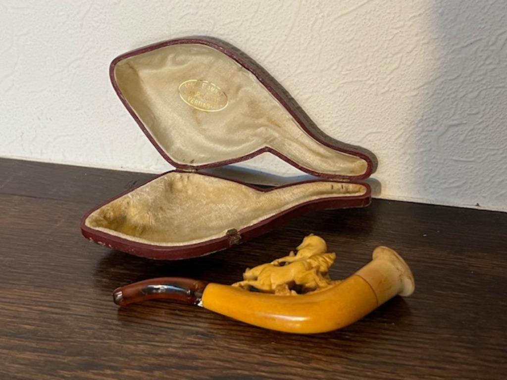 Pipe en écume de mer et ambre, Antiquités & Art, Antiquités | Autres Antiquités, Enlèvement