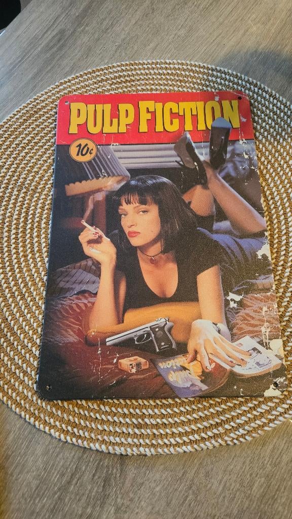 Plaque métallique pulp fiction, Ophalen of Verzenden