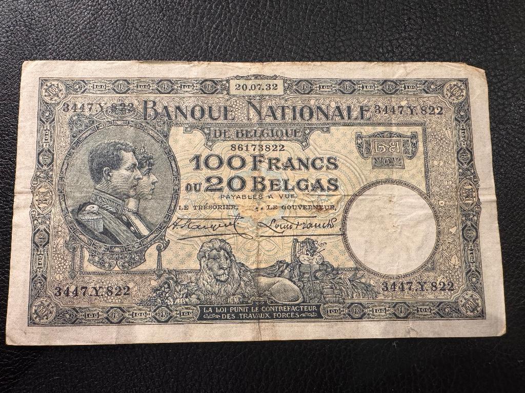 100 Belgische frank - 20 Belgas, Ophalen of Verzenden