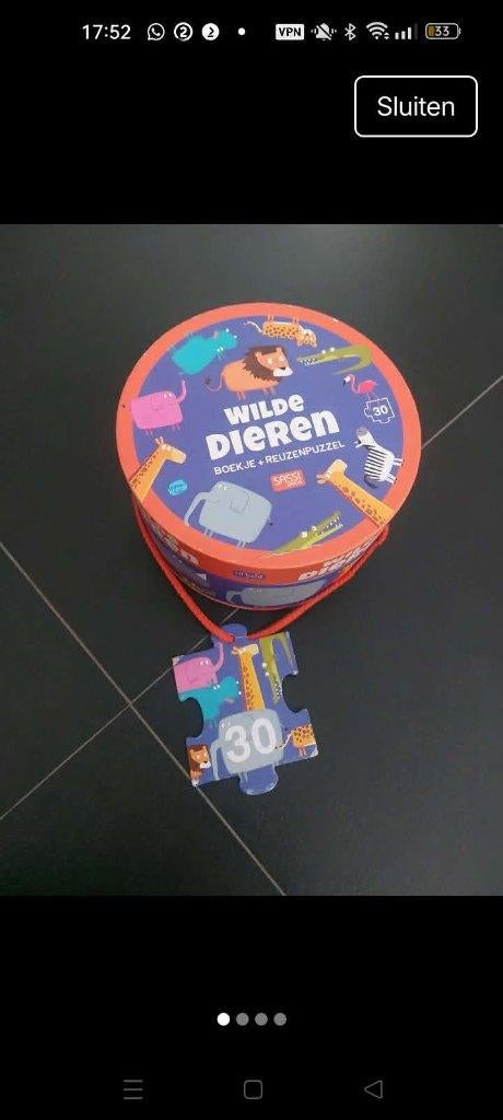 Grand puzzle d'animaux sauvages 30 pièces, Enlèvement ou Envoi, 10 à 50 pièces, Utilisé, 4 à 6 ans