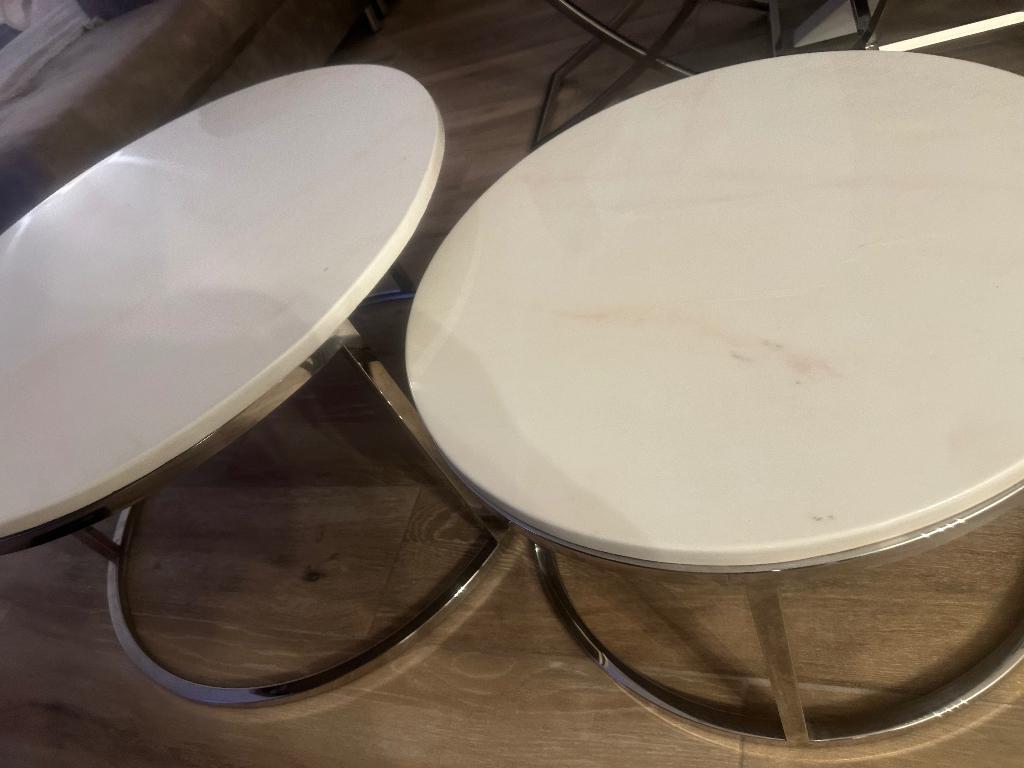 Marmer tafel, Huis en Inrichting, Tafels | Salontafels, Ophalen, Zo goed als nieuw, Rond