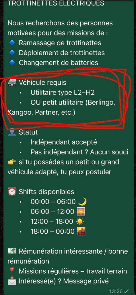 RECHERCHE CHAUFFEURS – TROTTINETTES ÉLECTRIQUES, Offres d'emploi, Emplois | Logistique, Achats & Transport, Premier Emploi, Freelance ou Intérim