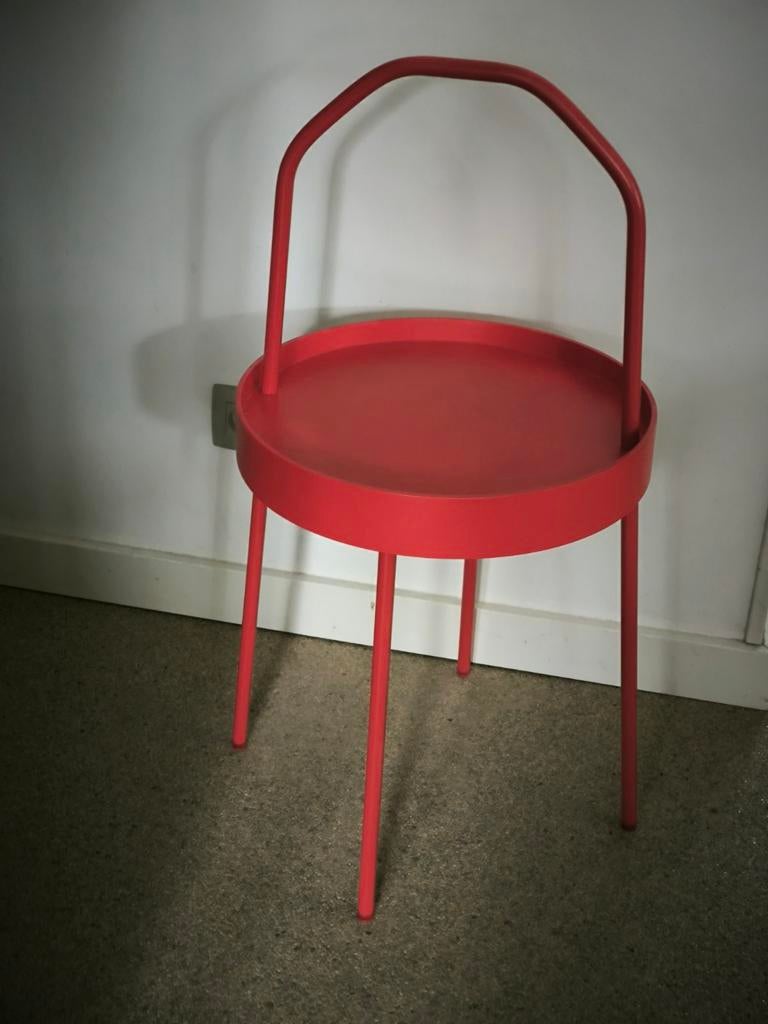 Tafeltje van hout en metaal, Huis en Inrichting, Tafels | Bijzettafels, Ophalen, Zo goed als nieuw, Hout