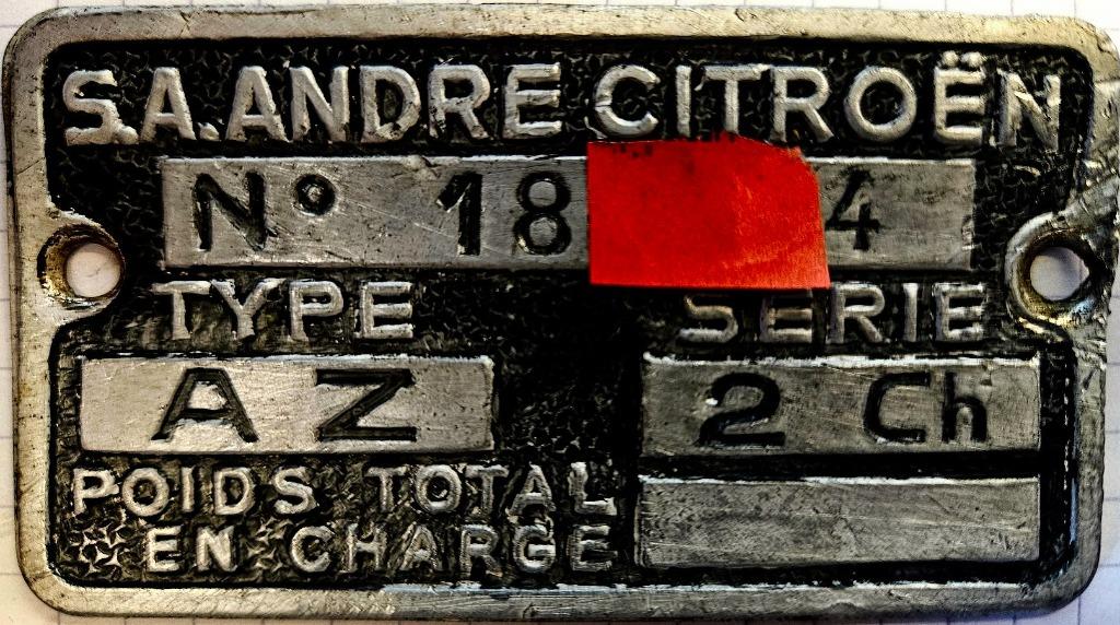 Plaque de châssis 2PK issue de la démolition, Enlèvement ou Envoi, Utilisé, Citroën