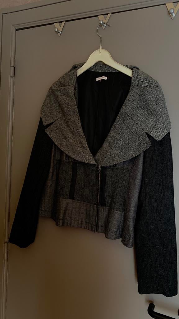 Damesjas met grote kraag maat 46, Kleding | Dames, Jasjes, Kostuums en Pakken, Zo goed als nieuw, Maat 46/48 (XL) of groter, Zwart