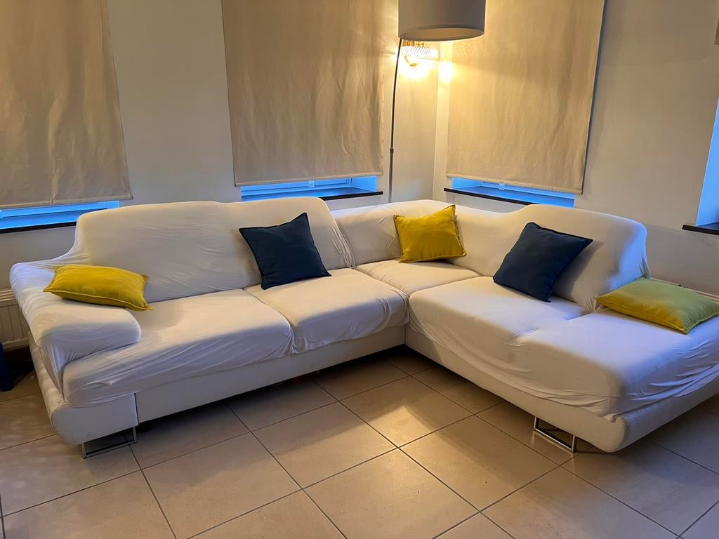 Canapé d’angle blanc., Maison & Meubles, Enlèvement, Utilisé