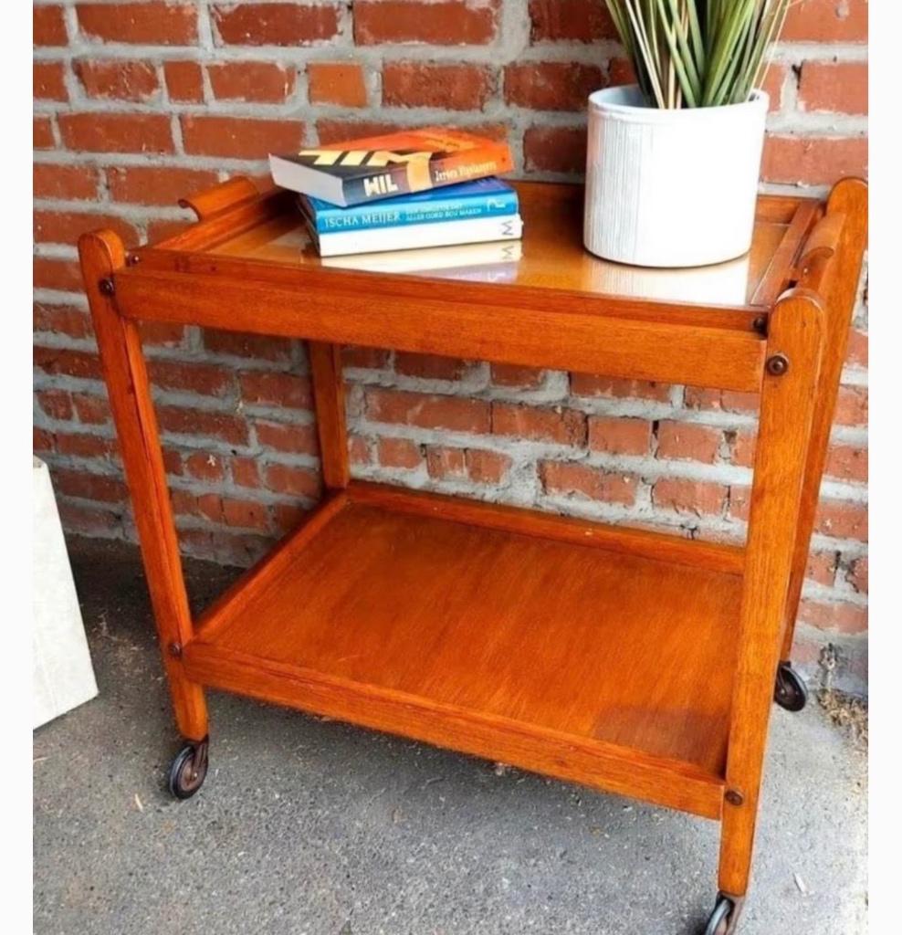 Chariot de service vintage, barre mobile, Maison & Meubles, Enlèvement, Verre