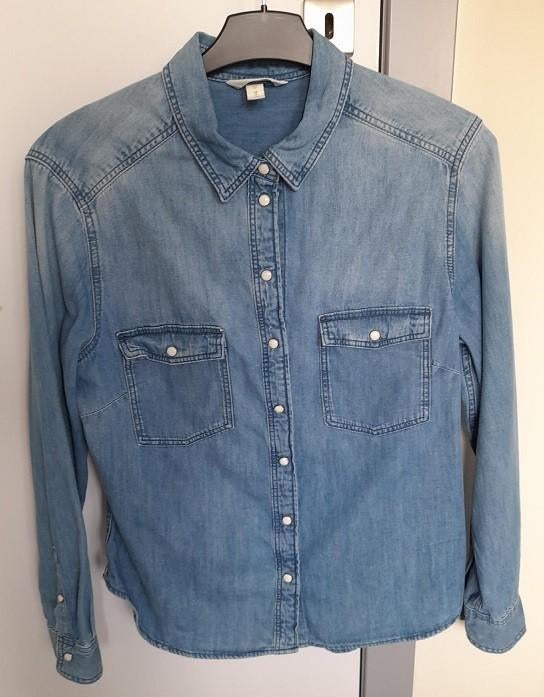 Jeanshemd H&M nieuw met pitsers, H&M, Blauw, Maat 42/44 (L), Nieuw