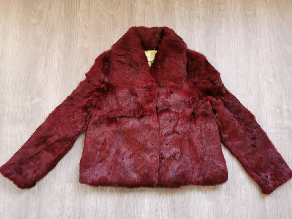 Bordeaux bontjas Essentiel - maat 38, Maat 38/40 (M), Ophalen of Verzenden, Essentiel Antwerp, Gedragen