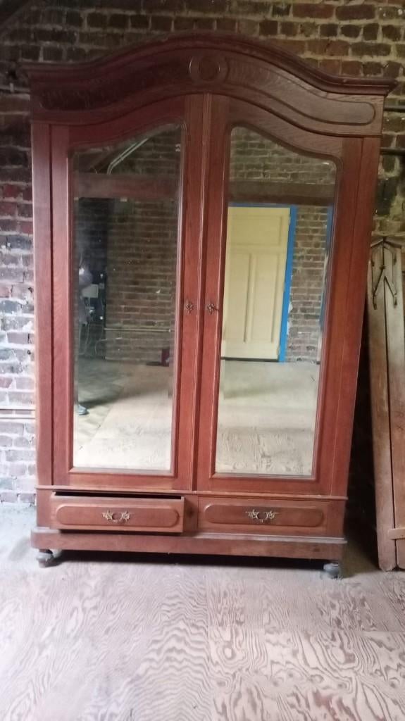 Antieke kleerkast, Met deur(en), Gebruikt, 100 tot 150 cm, 200 cm of meer