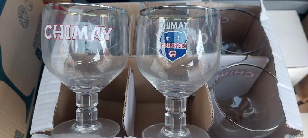 6 Chimay blauwe wapenschildglazen, Verzamelen, Ophalen of Verzenden