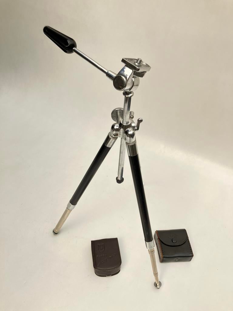 Kit de photographie vintage : trépied, posemètre, étui, Enlèvement ou Envoi, Avec rotule, Utilisé, Trépied