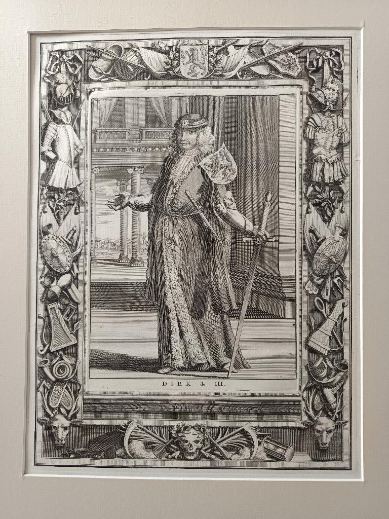 Portrait de Dirk III gravure originale 16e/17e siècle, Enlèvement ou Envoi