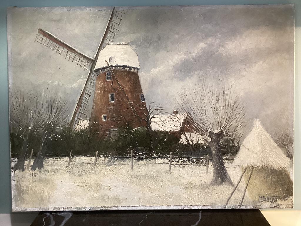 Schilderij Winterlandschap get. M. Baert. 187/Da., Antiek en Kunst, Ophalen