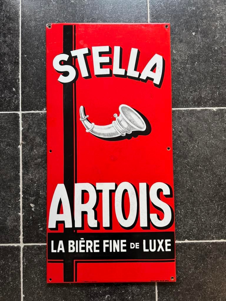 Emaille bord Stella Artois, Verzamelen, Ophalen, Gebruikt, Reclamebord