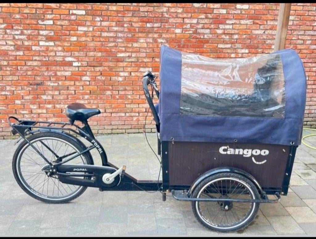 Bakfiets met blauwe dak van de merk Cangoo., Ophalen of Verzenden