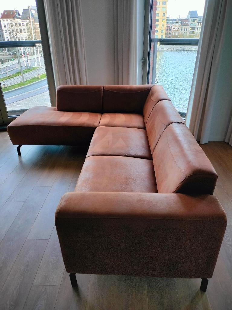 canapé d'angle 180CM/250CM/80CM cognac, 250 à 300 cm, Banc d'angle, Quatre personnes ou plus, Enlèvement