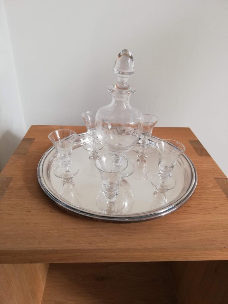 Fink Design schaal + karaf + 5 glaasjes, Antiek en Kunst, Antiek | Glaswerk en Kristal, Ophalen