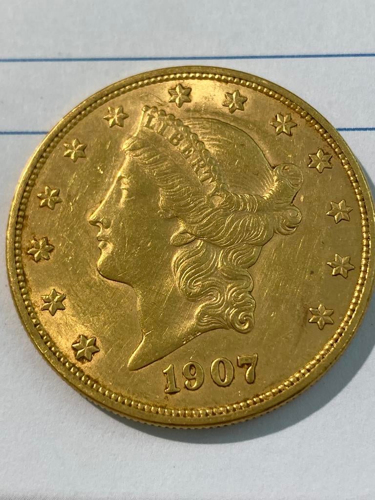20 $ US   1907 *D* gold, Postzegels en Munten, Bankbiljetten | Amerika, Ophalen of Verzenden, Noord-Amerika