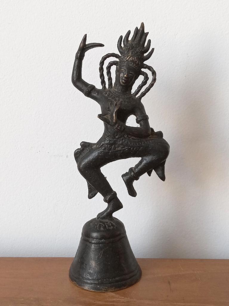 Ancienne clochette de table bouddhiste en bronze, Antiquités & Art, Envoi