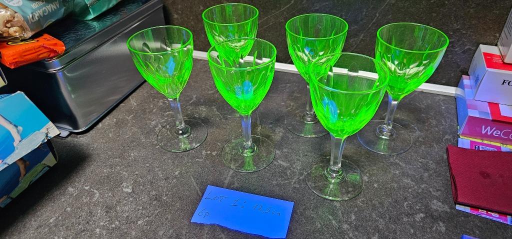 Lot 6 verres en ouraline 12,5cm, Enlèvement ou Envoi