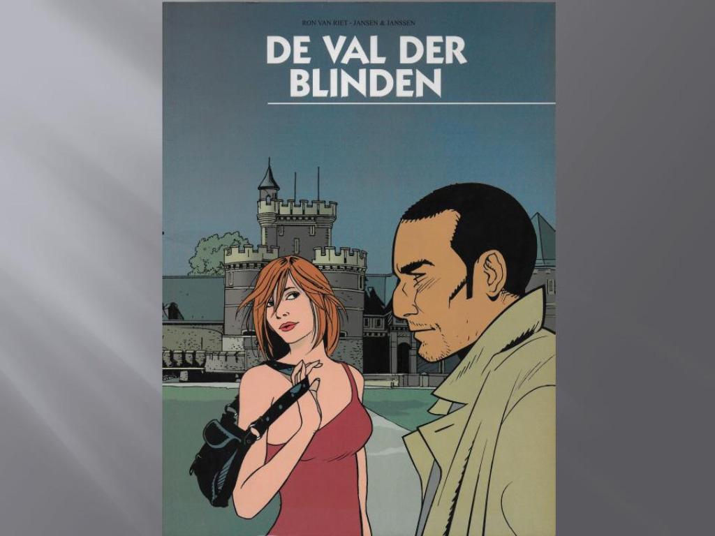 De val der blinden, Ron Van Riet – Jansen & Janssen, Eén stripboek, Zo goed als nieuw, Van Riet, Ophalen of Verzenden