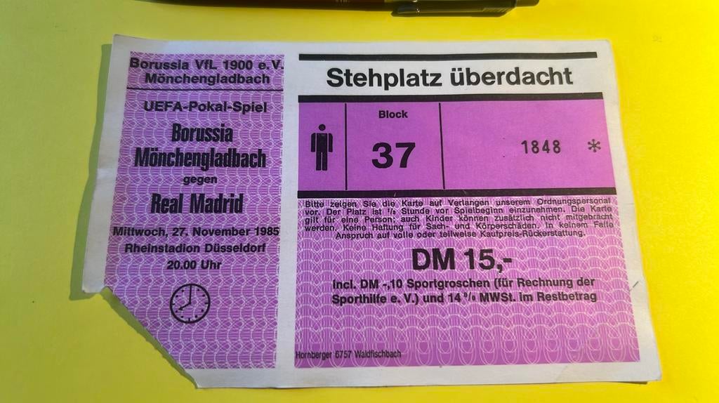 Ticket Coupe Europe Mönchengladbach Real Madrid 1985, Envoi
