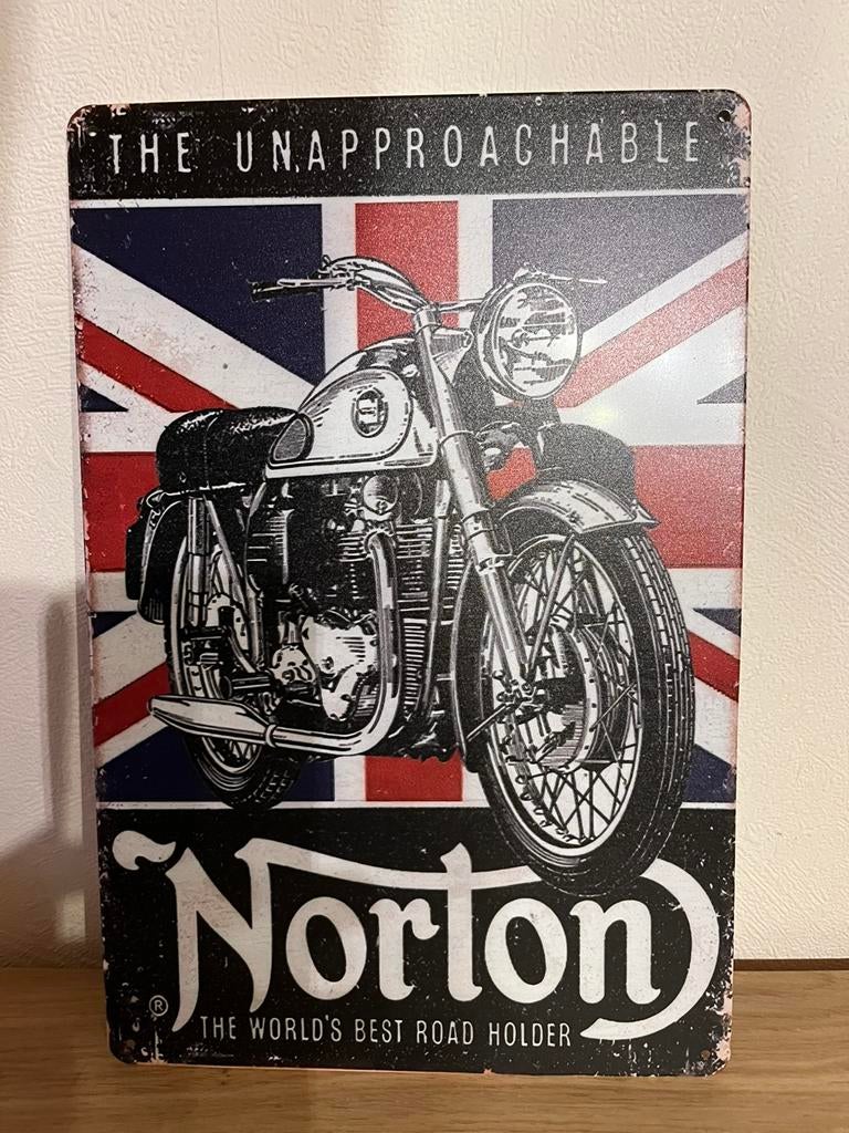 Plaque métallique moto norton, Ophalen of Verzenden, Zo goed als nieuw