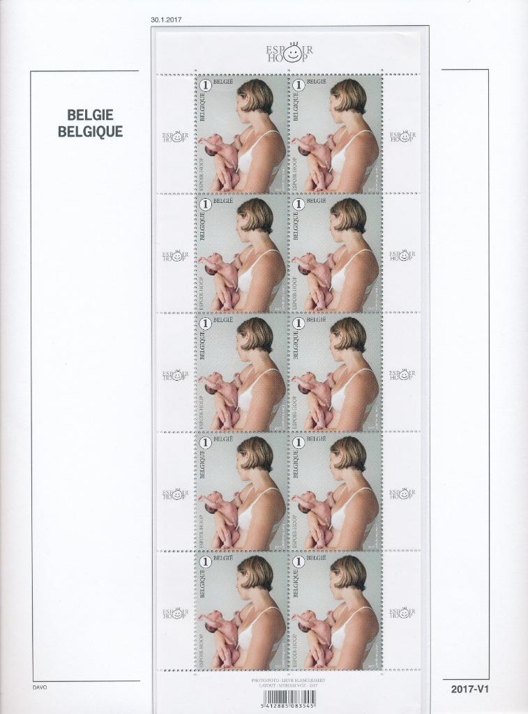 L'année 2017 Belgique supplément 1d, sur DAVO Luxe gratuit, Envoi, Non oblitéré, Neuf