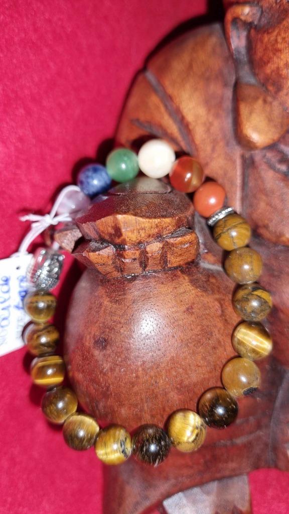 1 Tijgeroog halfedelsteen boeddhistische armband, Handtassen en Accessoires, Armbanden, Nieuw, Overige materialen, Bruin, Ophalen of Verzenden