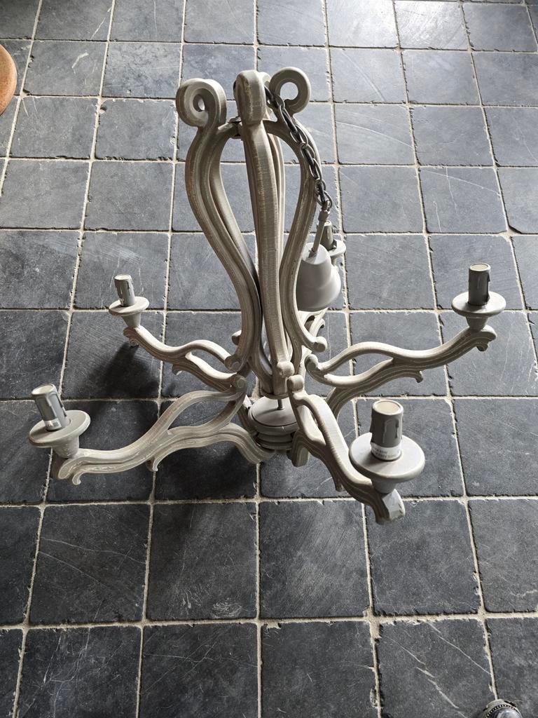 Nouveau lustre suspendu en bois gris rural moderne rustique, Enlèvement ou Envoi, Neuf, Bois