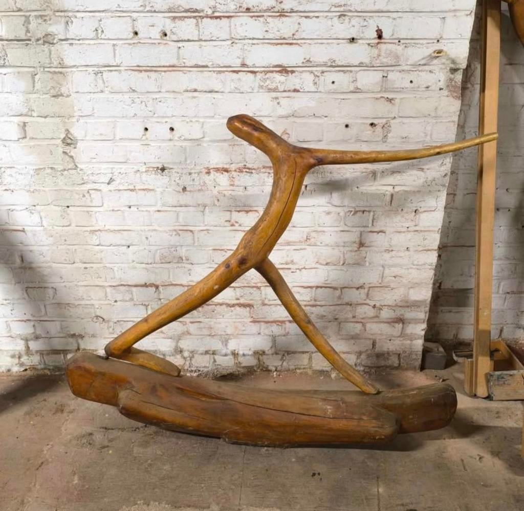 Sculptuur van Roland Lavianne. Doe een bod. Houten beeld., Antiek en Kunst