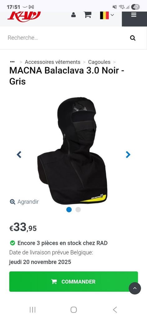 Cagoule moto hiver, Enlèvement