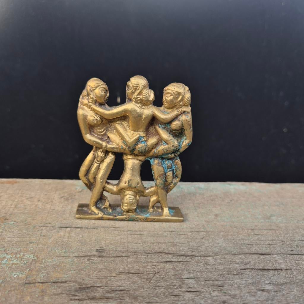 Figurine érotique en cuivre/laiton, style Kama Sutra, Enlèvement ou Envoi