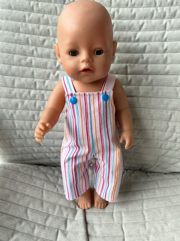 82. Babyborn: Nieuwe roos gestreepte salopette, Ophalen of Verzenden, Nieuw, Babypop