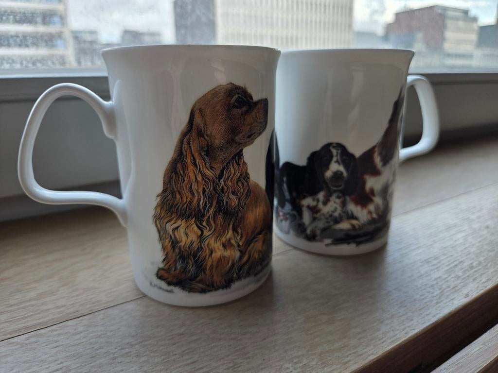 Ensemble de 2 tasses vintage pour chien Roy Kirkham, Enlèvement ou Envoi, Utilisé, Porcelaine, Tasse(s) et/ou soucoupe(s)