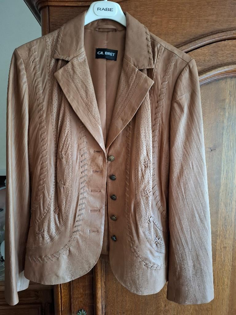 Lederen jasje camel Gil Bret maat 46 (NIEUW), Beige, Maat 46/48 (XL) of groter, Nieuw, Ophalen of Verzenden